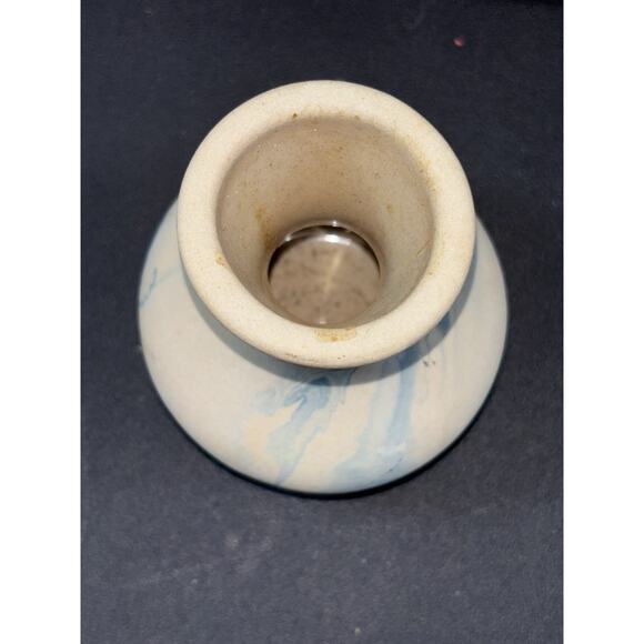Nemadji Mini Vase Marbleized Beige Blue Brow Vtg Pottery Swirled Southwestern - Picture 5 of 7